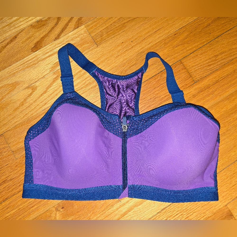 Wacoal Purple Blue Zip Up Sports Bra 38D